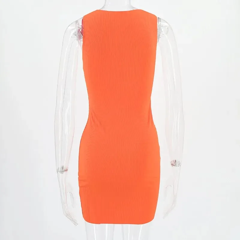 Mulheres verão sexy magro envoltório hip vestido sólido retalhos o pescoço sem mangas mini vestidos ins moda alta rua bainha vestidos — image 2