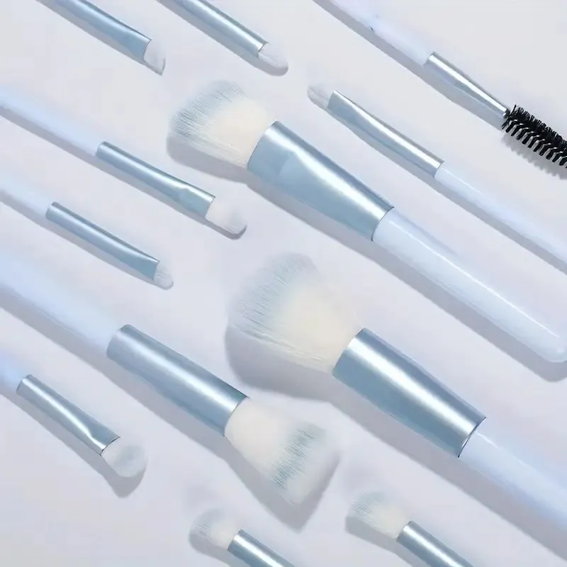 12 stk blå makeup børster Sæt Professional Foundation Powder Blending Blush Concealer Syntetisk Fiber Børste — image 5