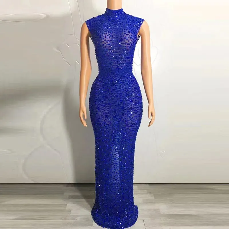 Elegante luxo cristal vestido de festa aniversário celebração vestido noiva diamante longo vestido de baile mãe formal grande vestido de festa — image 4