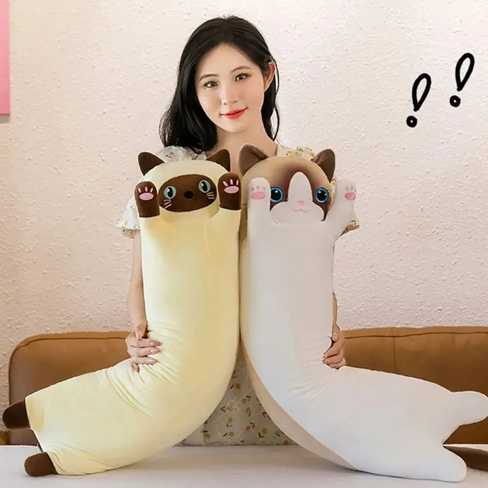 可愛 50/70 公分貓毛絨玩具長款可愛睡覺抱枕柔軟創意毛絨動物家居裝飾 — image 4