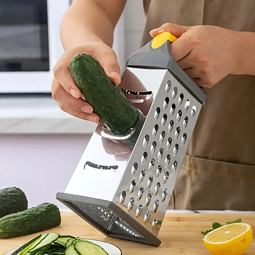 4-Sided Boxed Grater Sturdy Vegetable Peeling Tool Silver Color Multi-face Grater — image 7