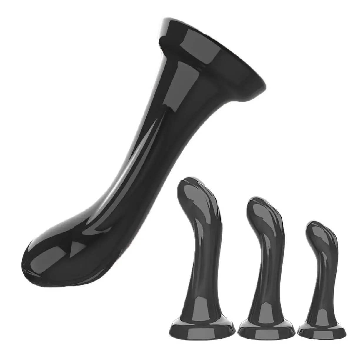 Consolador realista curvado con ventosa fuerte, juguete sexual de punto G suave y Flexible para mujeres y hombres, Dillo realista negro, morado y transparente — image 2