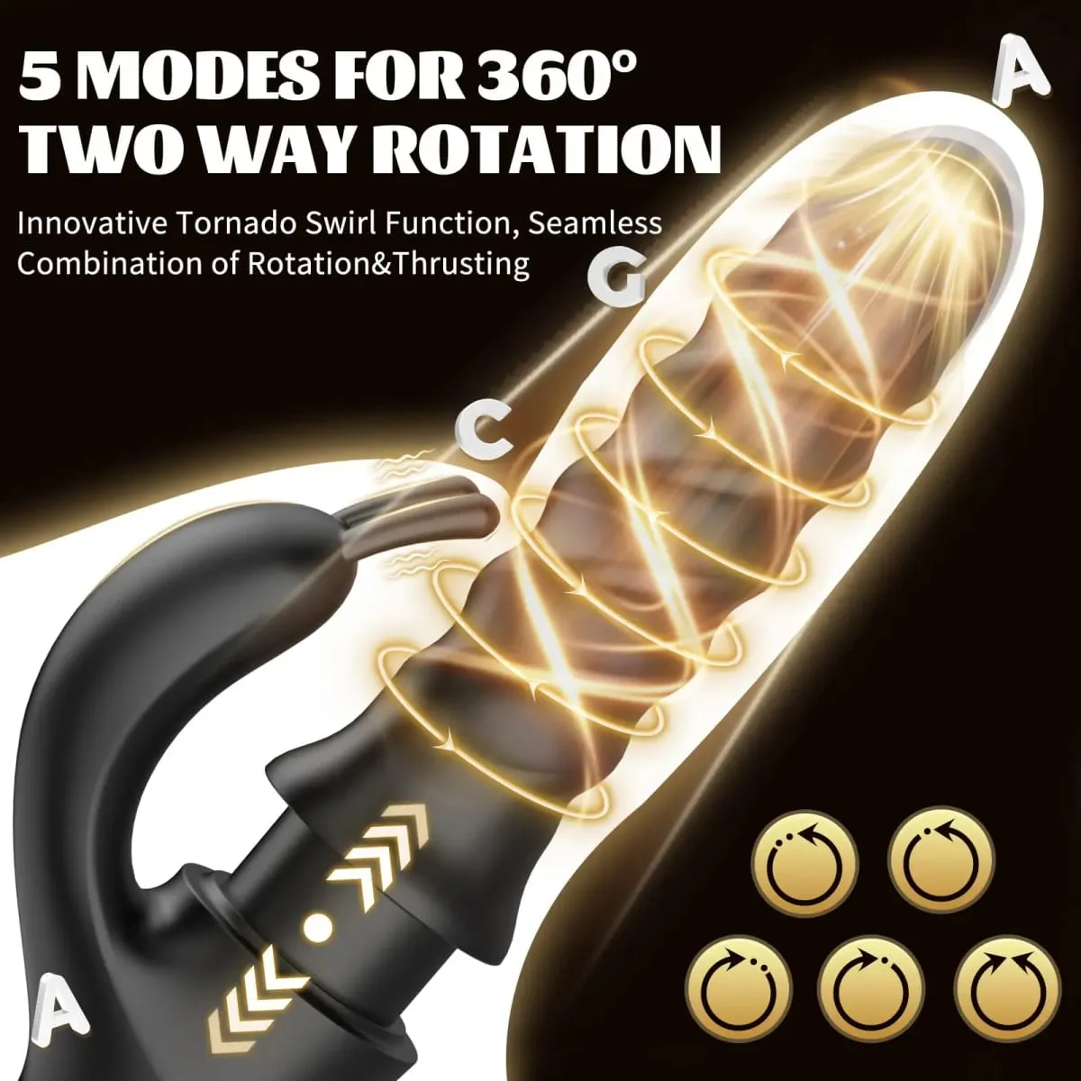 2026 Tornado Swirling G Spot Rabbit Vibrator 360° Rotating Thrusting Female Sex Toys for Clitoral Anal Stimulation Masturbation