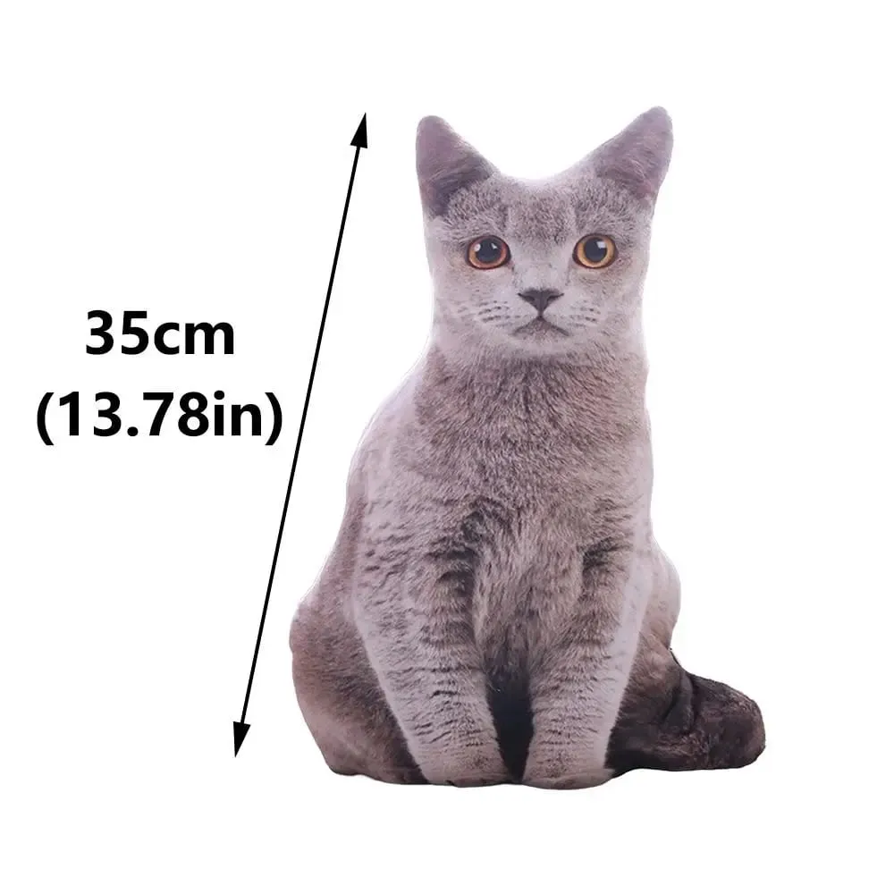 Plush Realistic 3D Cat Doll Cartoon Stuffed Simulation Cat Plushie Pillow Kawaii Soft Plush Animals Toy Cushion for Kids Girls — image 5