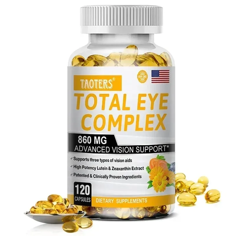 Cápsulas para os olhos de luteína 860 mg - Contém extrato de mirtilo de zeaxantina e vitaminas para os olhos com suplemento de vitamina A para promover uma visão saudável