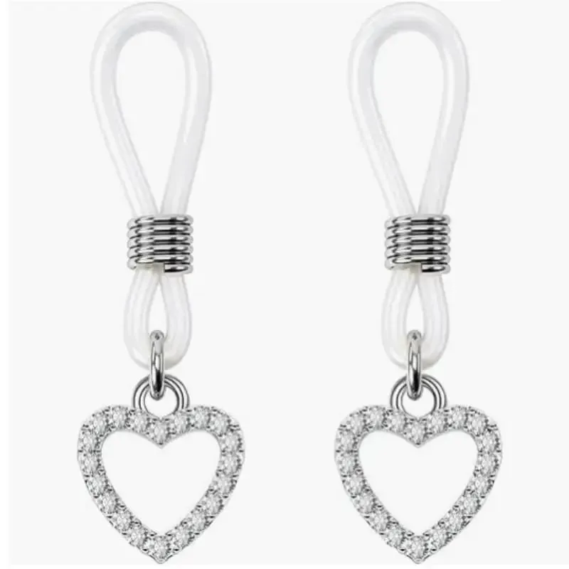 New 1Pair Heart Gem Nipple Clamps Small Bell Nipple Stimulator Sexy Adjustable Clitoris Clip Adult Sex Toys For Women