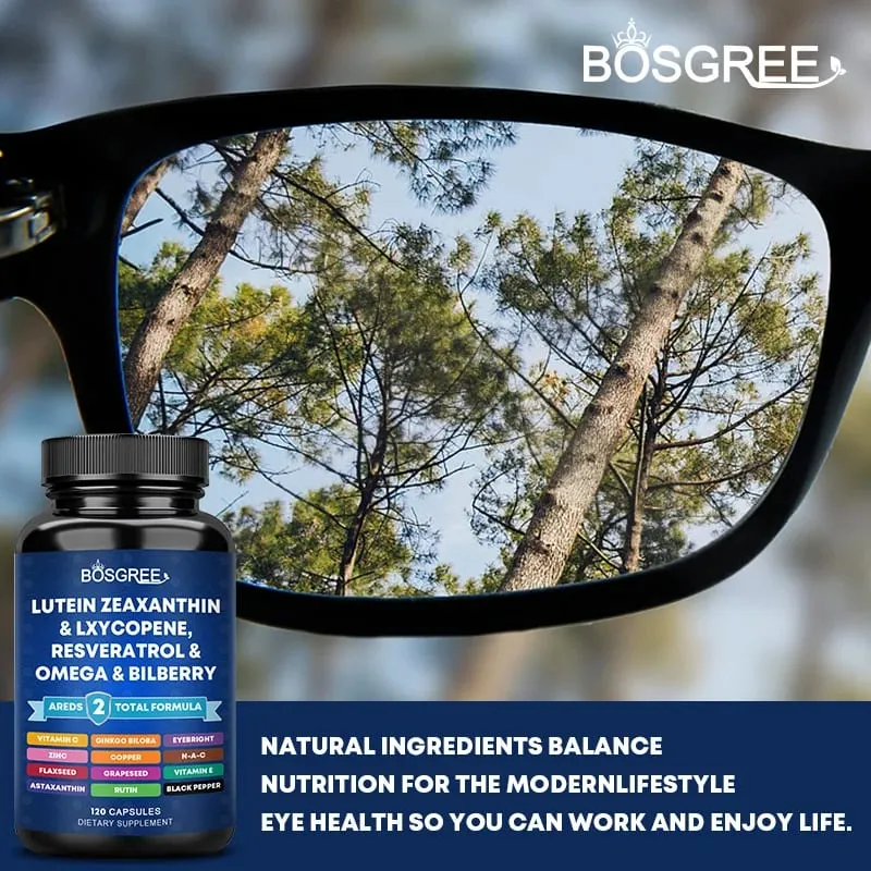Lutein Zeaxanthin Capsules-Protect Blue Light Support Eye Health and Brighten Eyes- Areds 2 Eye Vitamin and Mineral Supplements