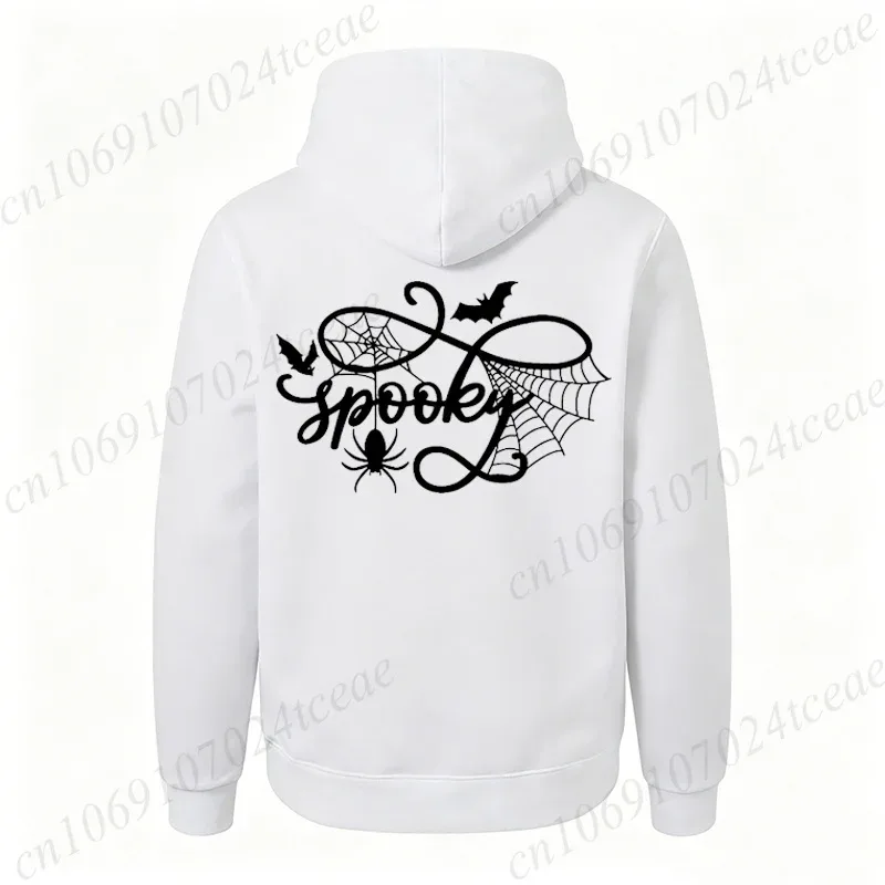 Halloween Shirt Spooky Season Spider Web Graphic Top Autumn Winter Hoodies Sweatshirts Long Sleeve Tracksuits Fleece Hoody Gift