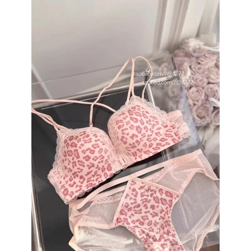 Leopard Print Front Button Bra Set Push Up Petite Women Backless Sexy Lingerie for Party Gathering Enhance Bust Show Larger S-XL — image 6