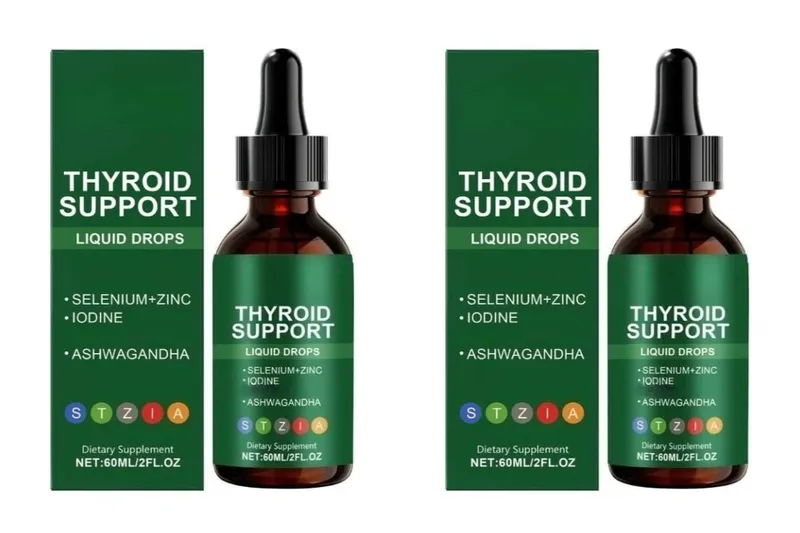 Docteat Thyroid Support Liquid Drops Selenium Zinc Iodine L-Tyrosine Ashwagandha 60ml 30 Servings For Men & Women Daily