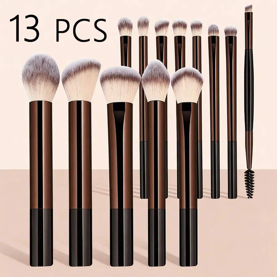 13 pcs Makeup Brush Set Dense Bristles Aluminum Alloy Handle Suitable for All Skin Types — image 1