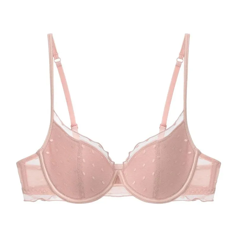 French Lace Polka Dot Bra Two-Piece Set Small Chest Gathering and Lifting Anti-Sagging Side Breast Collecting Lingerie Set — image 6