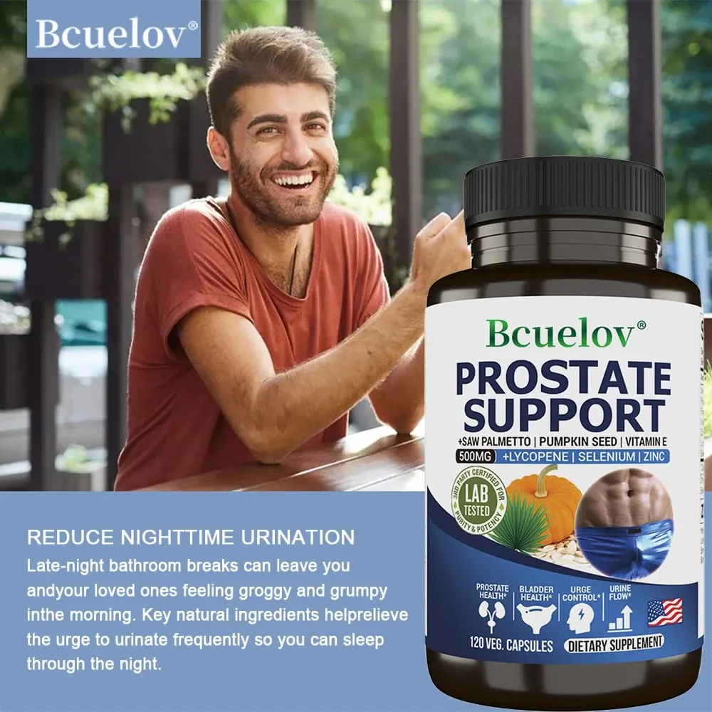 Men's Prostate and Bladder Support Capsules - Saw Palmetto Lycopene Pumpkin Selenium - Reduces Urinary Frequency