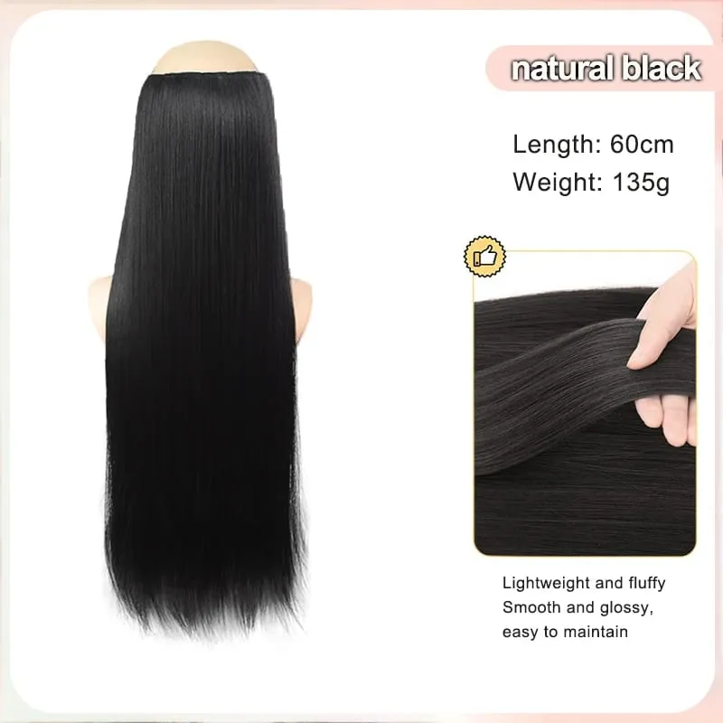 24 Inch Burgundy Straight Long Synthetic Hair Ponytail Extension Suitable For Women