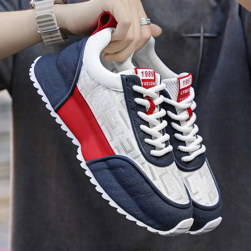All Black Chunky Dad Sneakers Breathable Mesh And Leather Blend Platform Shoes Non Slip Casual Athletic Shoes For Streetwear — image 6