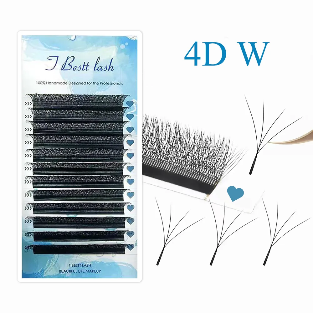 Tbestt 5D-W Tvarované prodloužení řas Předpřipravené objemové vějíře Clover W Style Lashes Falešné norkové řasy Měkké Snadné větrání řas — image 3