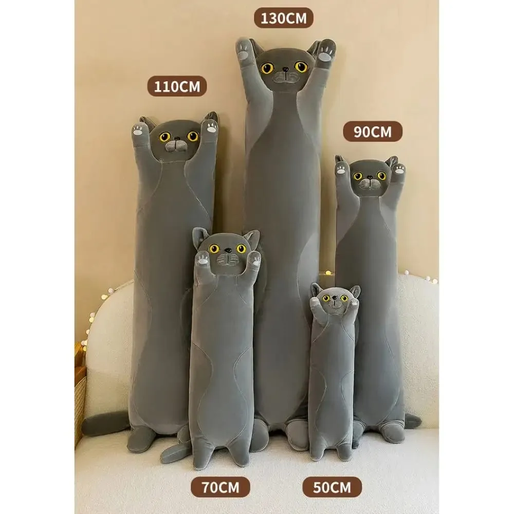 可愛 50/70 公分貓毛絨玩具長款可愛睡覺抱枕柔軟創意毛絨動物家居裝飾 — image 5