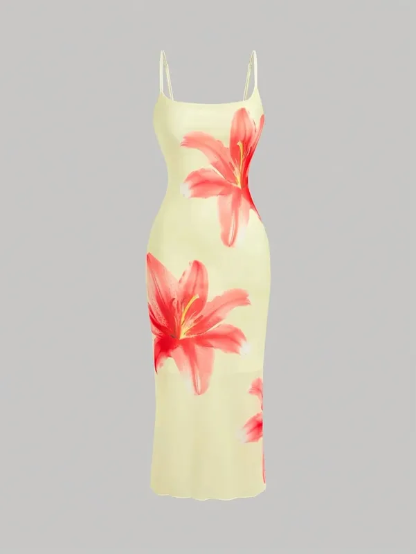 Elegant floral print sundress resort-style dress — image 7