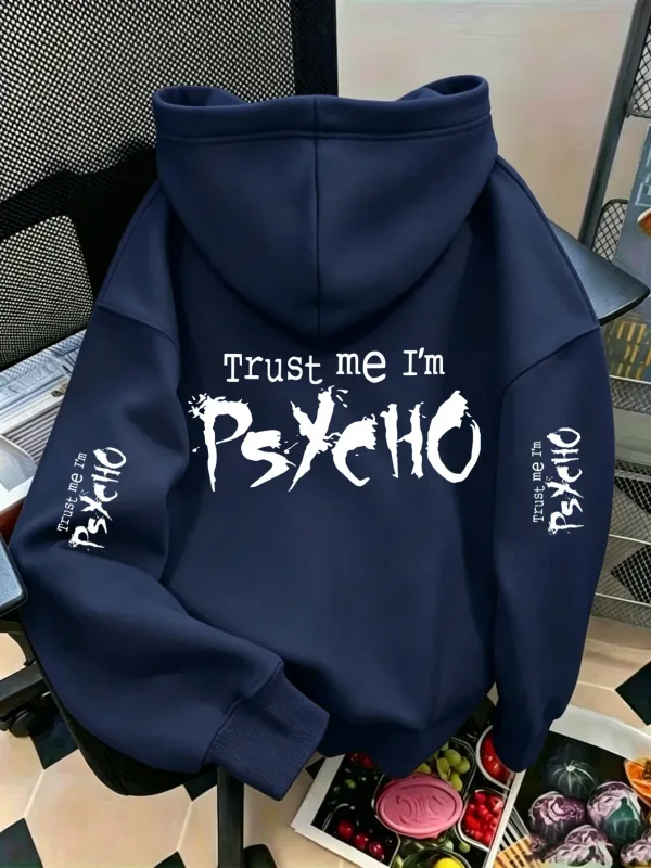 Unissex confie em mim eu sou psico esportes moletom gótico escuro carta impressão preto oversized pulôver streetwear moletom primavera outono — image 2