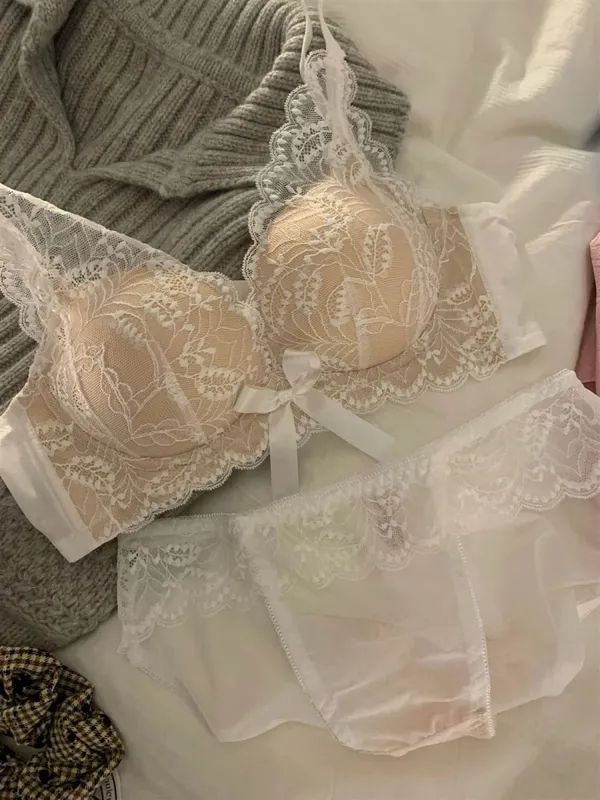 Žhavá prodejná bezdrátová krajková podprsenka Ženy Malé poprsí Silné vycpávky Push Up Lift Anti Sage Boční podpora Sexy spodní prádlo 32‑38 AB — image 14