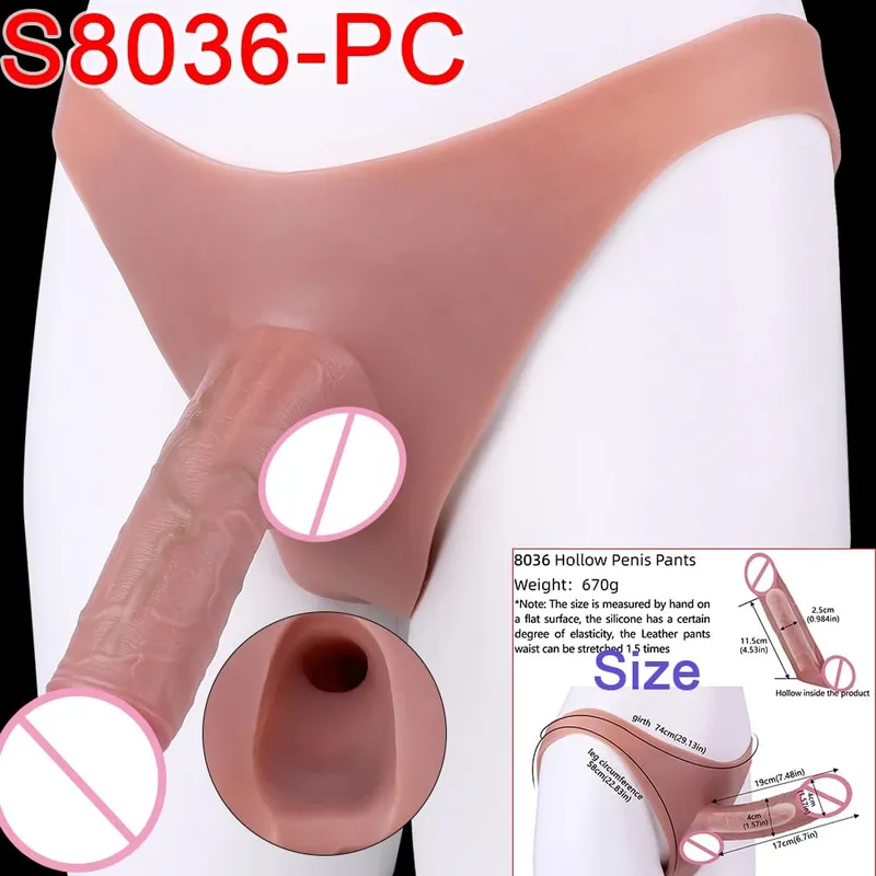 Male Strap-On Long Hollow Dildo Ultra Realistic Penis Extend Sleeve Pants насадка на член Male Cock Cover Sex Toys
