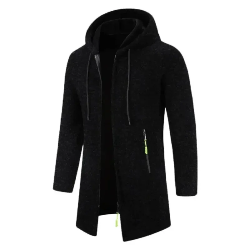 Novo masculino manga longa camisola com capuz para homens com zíper sweatshirts oversize streetwear quente cor sólida outono jaqueta com capuz — image 7