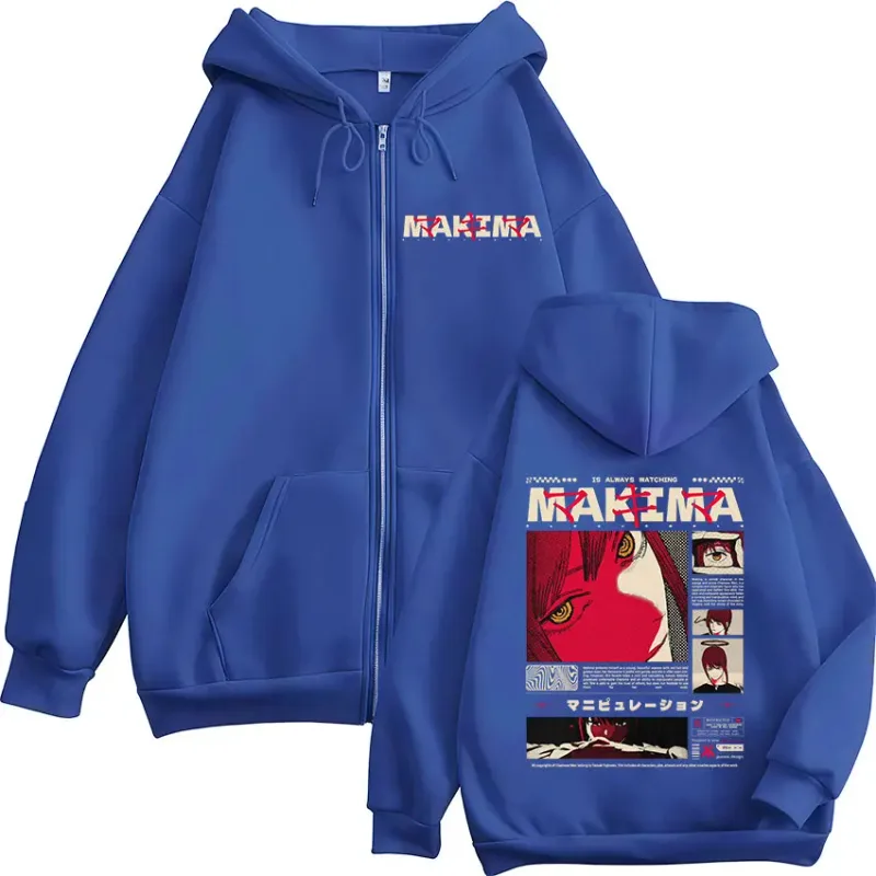 Japanese Anime Chainsaw Man Makima Zipper Hoodies Men's Zip Up Hooded Sweatshirts Long Sleeves Pullovers Jacket Caots Streetwear — image 6