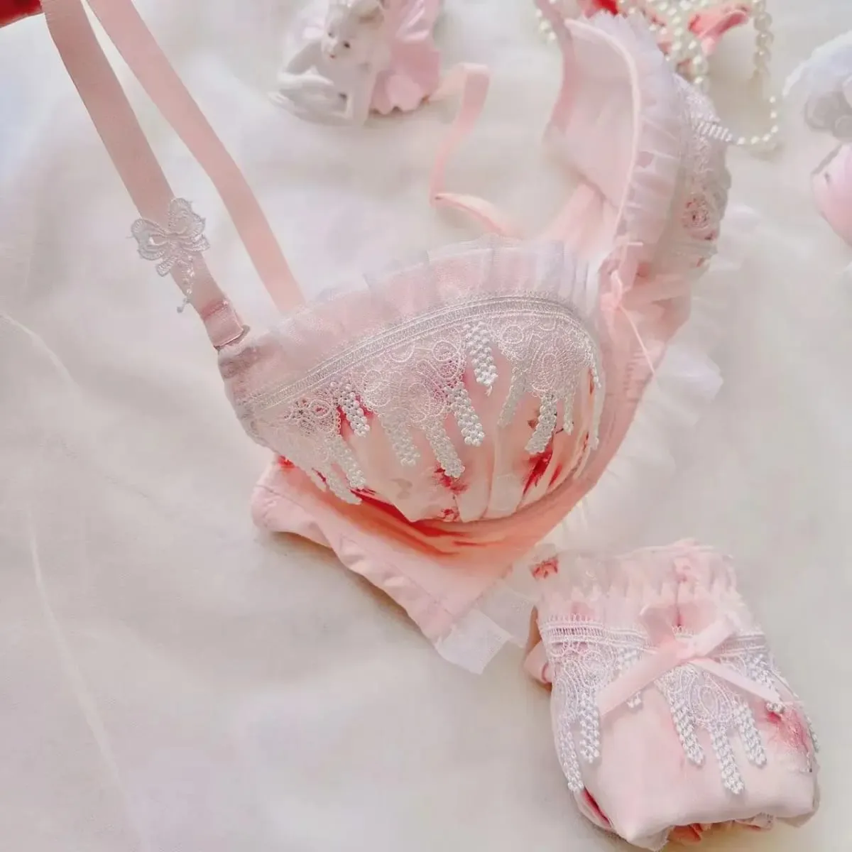 Sexy Lace Bra Set Water-soluble Lace Cute College Style Underwear for Women Daily Wear — image 4