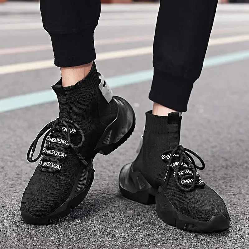 Mode högkvalitativ Mesh Sneakers Herr Fritidssko Lättvikt Bekväm snörning Herr Walking High Top Sneakers — image 4