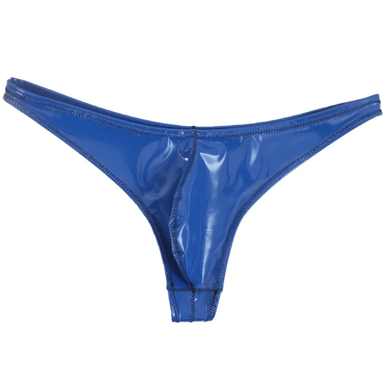 Sexy Men Plus Size Latex PVC Shiny Hot Short Convex U Pouch G-string Fashion Underwear Tights Lingeries PU Stage Briefs