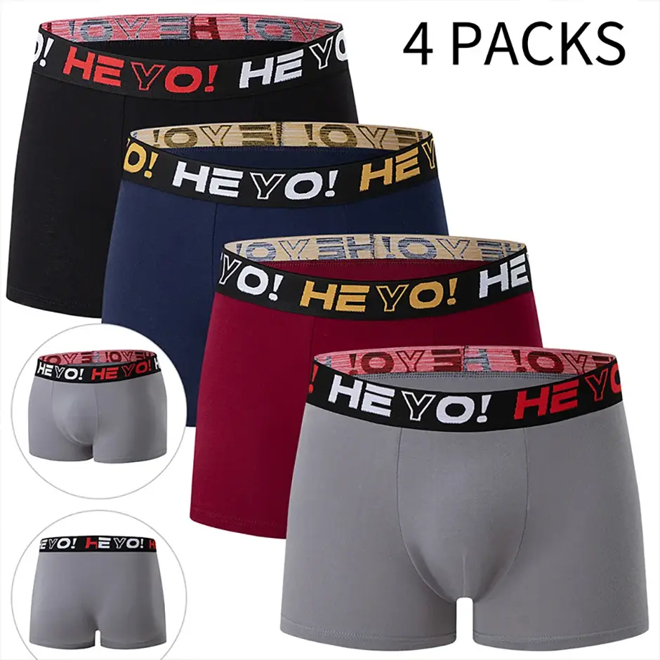 4 Piece Set Of Men's Cotton Comfortable Soft And Versatile Underwear Plus Size Casual Boxer Shorts Sports Cycling Base Shorts — image 22