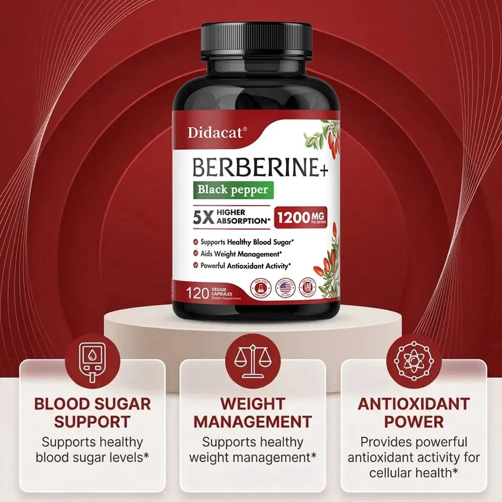 1200 MG Premium Berberine Supplement Kapsler understøtter immunsystemet Kardiovaskulært hjerte og mave-tarm velvære — image 4
