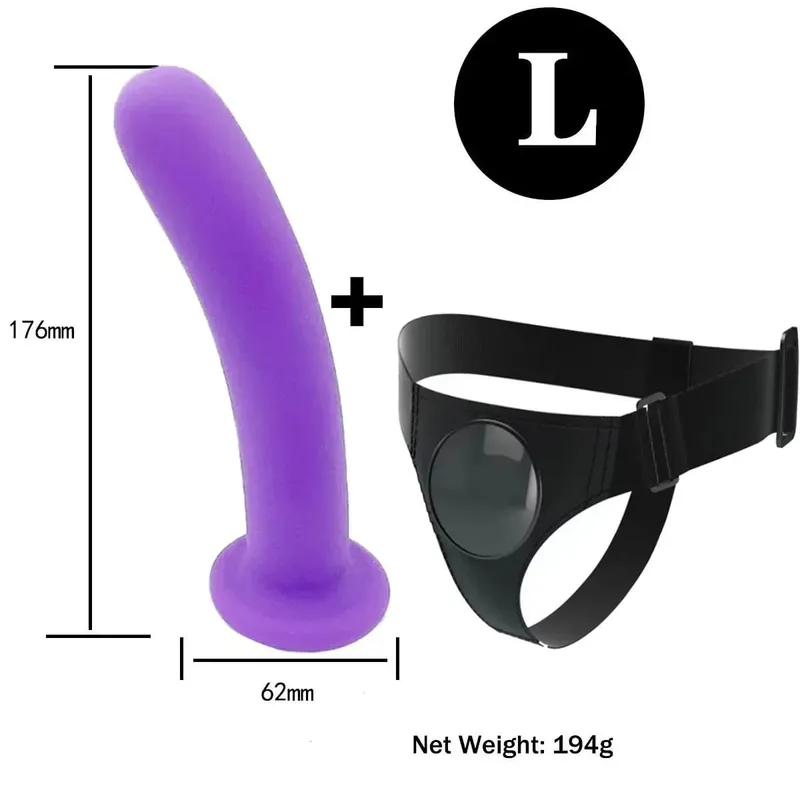 Adjustable Silicone Strap On Dildo Harness with Strong Suction Cup Slim Curved Pegging Dildo Wearable Sex Toy for Women Men Cou — image 10