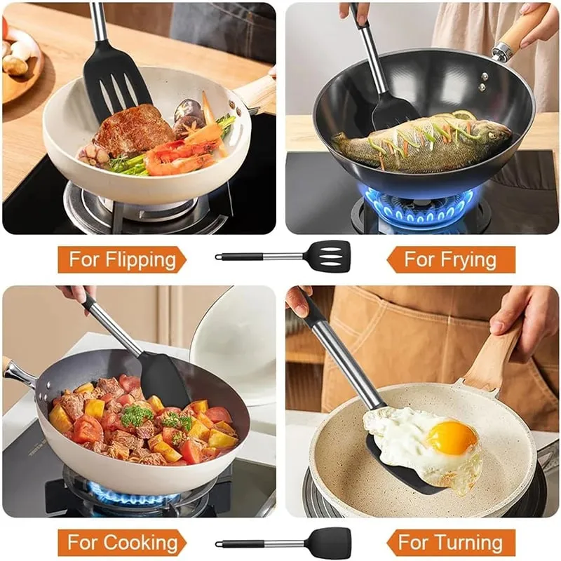2Pcs Silicone Spatula Set Heat Resistant Nonstick Steak Spatula Kitchen Cooking Utensils Cookware Cooking Tool Set Spatula Kit — image 8