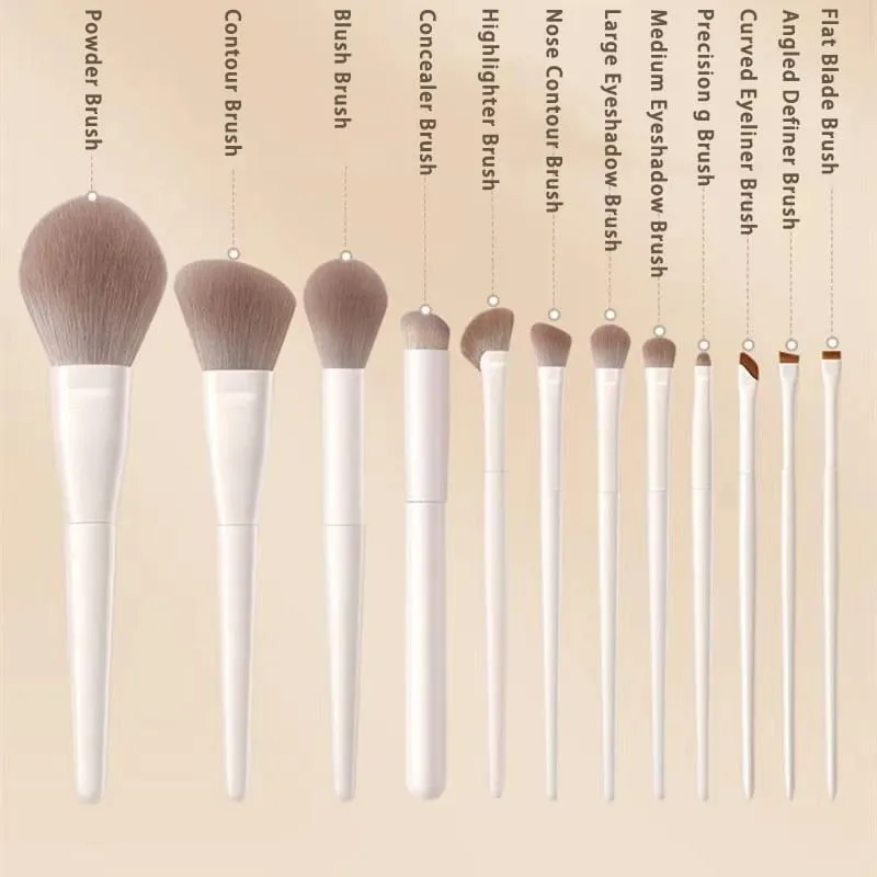 Soft Eye Makeup Brush Set for Beginners 12 Pcs Eyeshadow Blending Brushes Kit Vegan Synthetic Bristles Student Friendly Portable