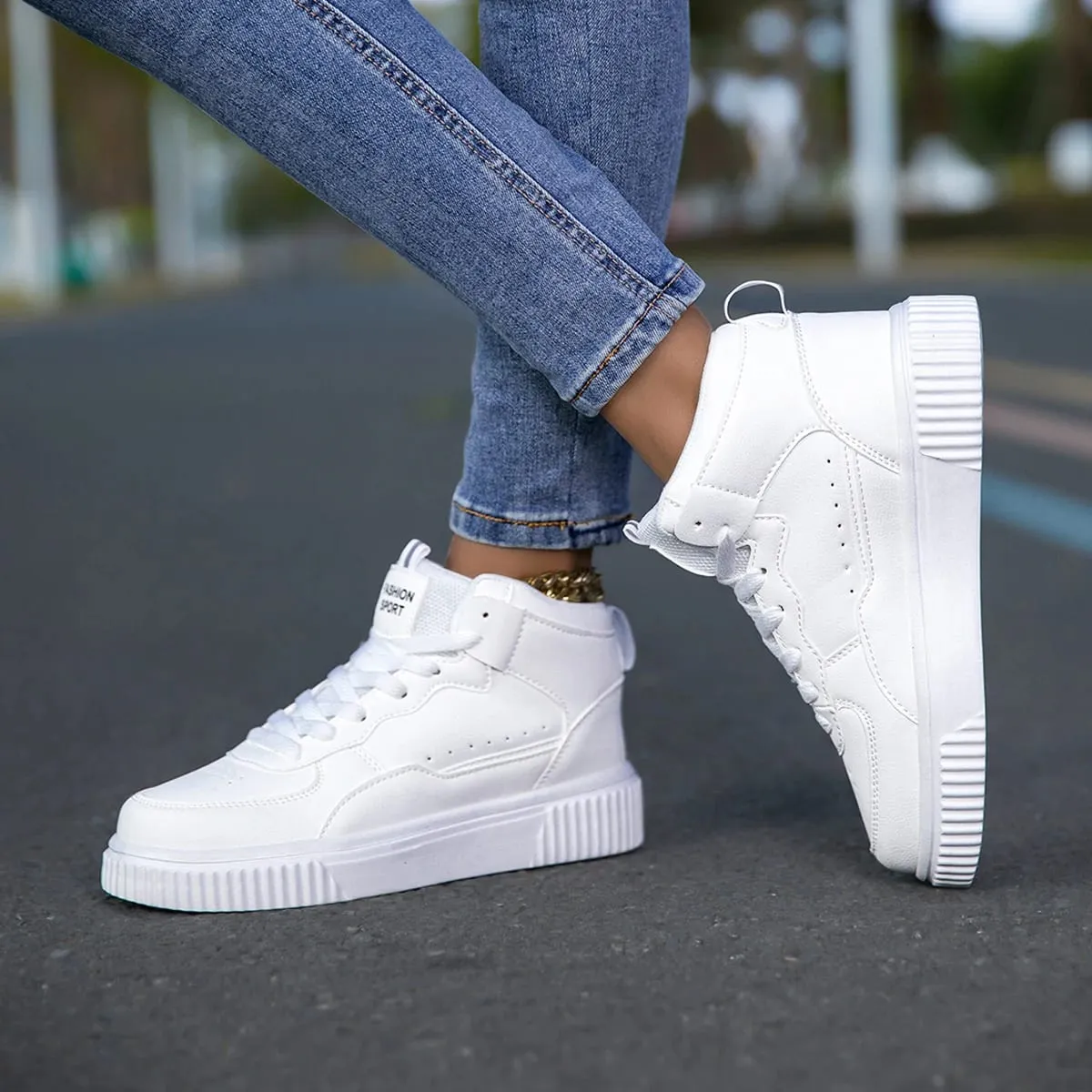 New Style Men's Casual Leather Shoes Trendy Breathable Versatile Sports White Sneakers Leather Trendy Shoes — image 4