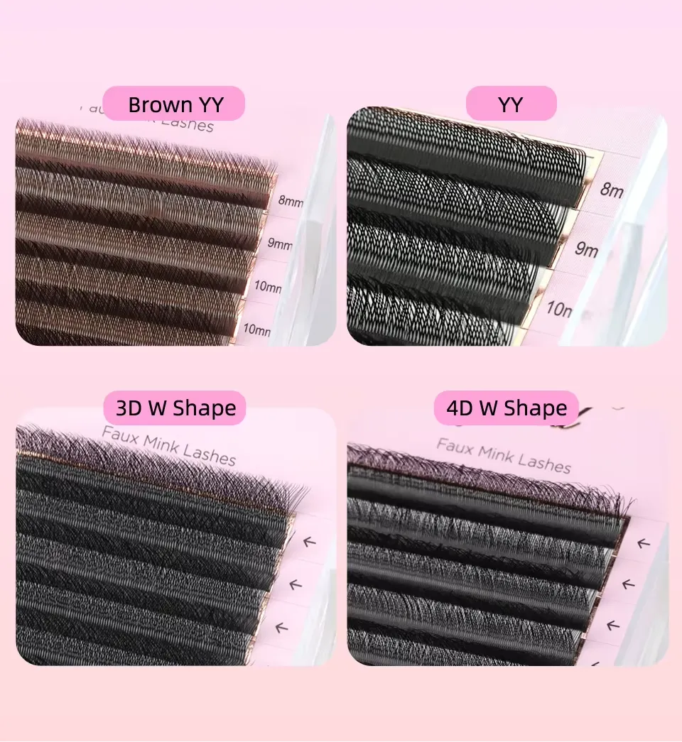 4D W Shaped C/D/L/M Curl Eyelash Extension Premade Volume Fans Soft Gradient Mink Easy Embellish Natural False Eyelashes