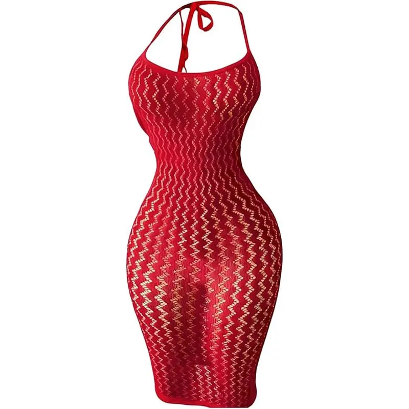 Mesh Beach Cover Up Dress Women hollow Out Sheer Fishnet Bodycon Dress Sexy Music Festival Rave Outfit Swimwear Coverups — image 10
