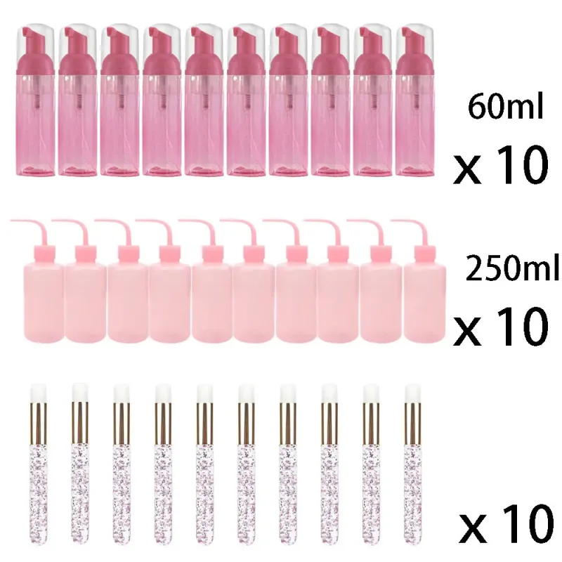 60ml 리필 가능 누출 방지 빈 폼 무스 펌프 병 래쉬 익스텐션 클렌징 키트 소프트 브러시 250ml 린스 병 미용 도구 — image 8