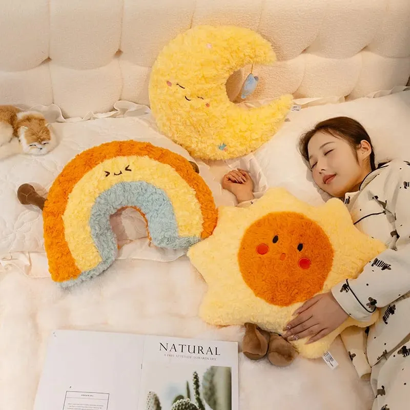 45cm Cute Rainbow Cloud Sun Moon Star Throw Pillow Cushion Rainbow Plush Toy Bedroom Decoration Doll Pillow Sofa Cushion — image 4