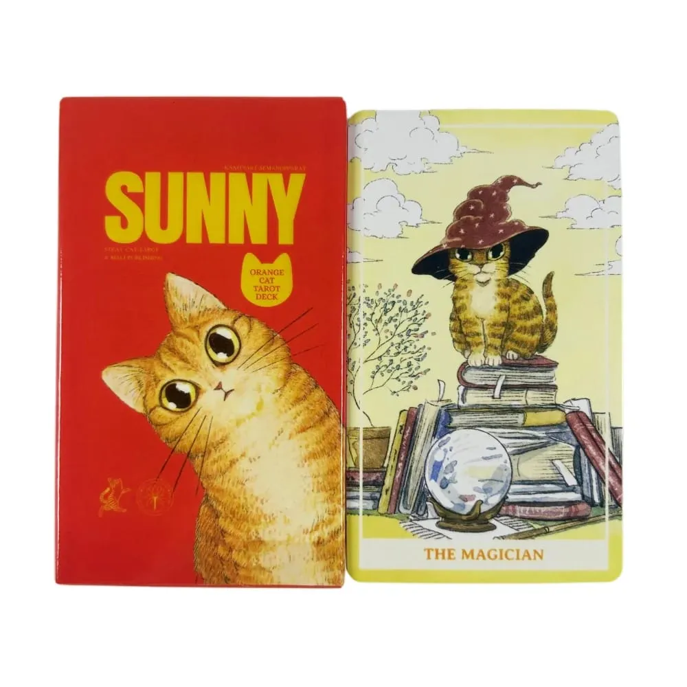 Sunny Orange Cat Tarot Cards A 78PCS Deck Best Gift-giving For Cat Lover Great For Beginners Meditation & Party Games