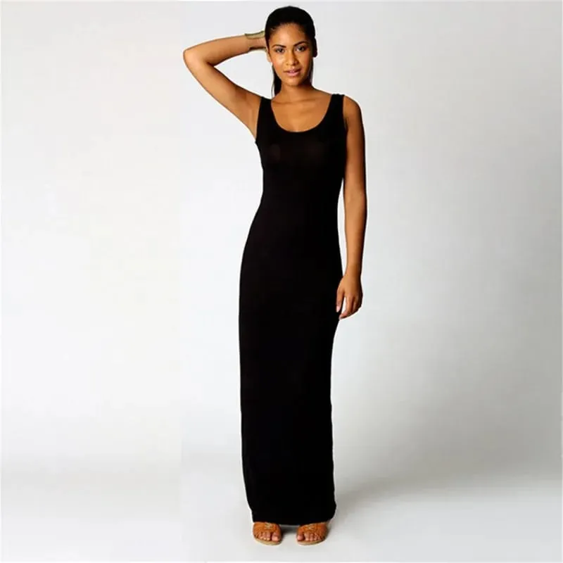 Women‘s Maxi Dress Sleeveless Bodycon Long Dress Elegant Casual Homewear Spring Summer Cool Solid-Color Dress — image 5