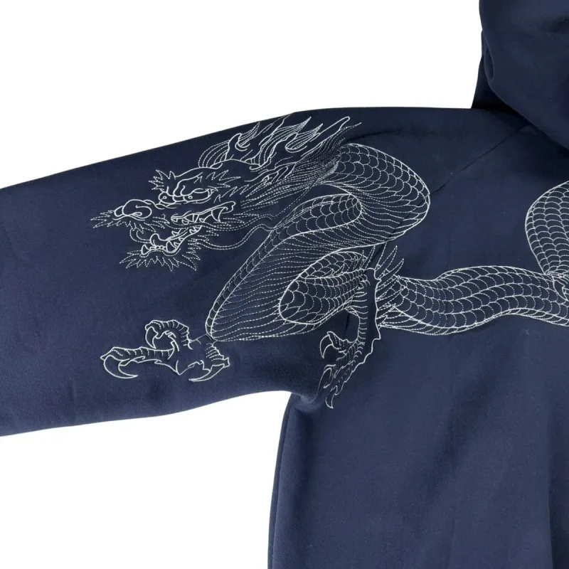 Homens Dragão Bordado Moletom Com Capuz Japonês Estilo Sukajan Lã Forrado Pulôver Com Capuz Moletom Solto Casual Streetwear Tops Novo — image 25