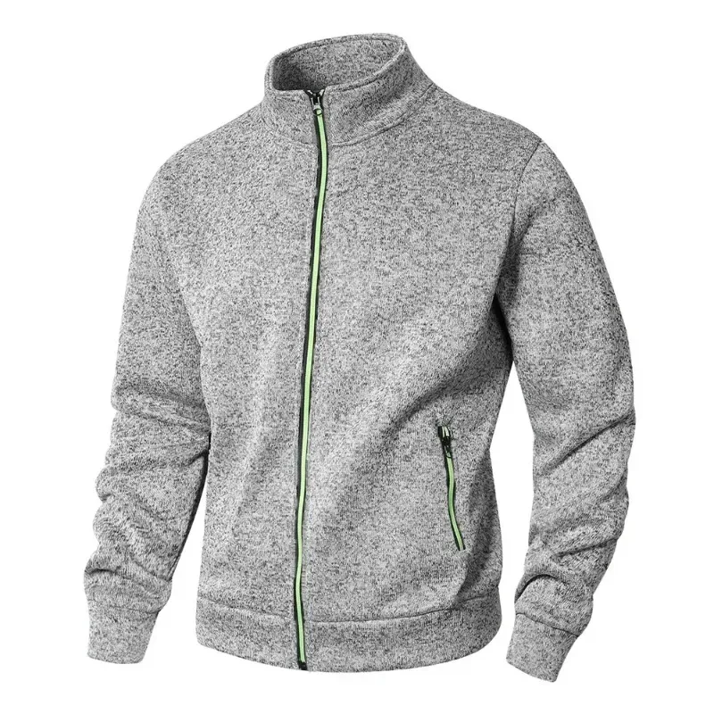 Suéter masculino com gola alta, jaqueta cardigã casual com zíper, manga comprida, cor sólida, pulôver leve, moda urbana — image 4