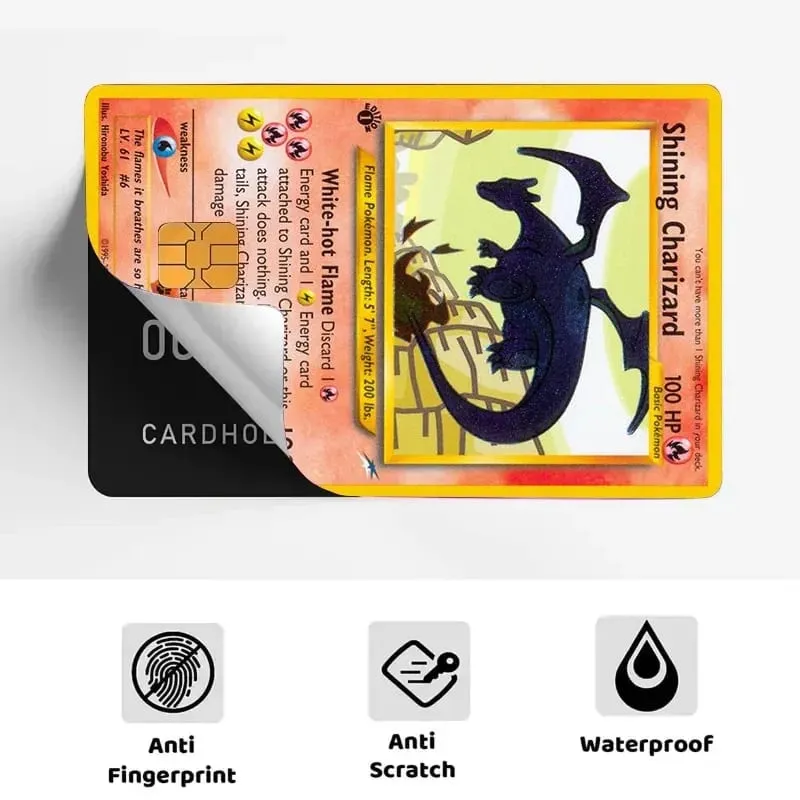 Credit Card Skin Sticker Anti-degaussing Anime Charizard Stickers for VISA JCB MasterCard and Other IC Cards