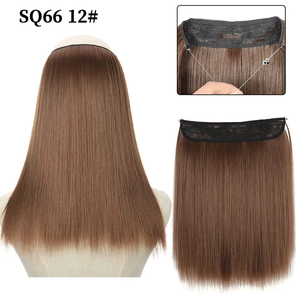 16/22inch Invisible Wire Hair Extensions Headband Adjustable Size Natural Long Straight Hairpiece Synthetic Hair Piece for Women — image 10
