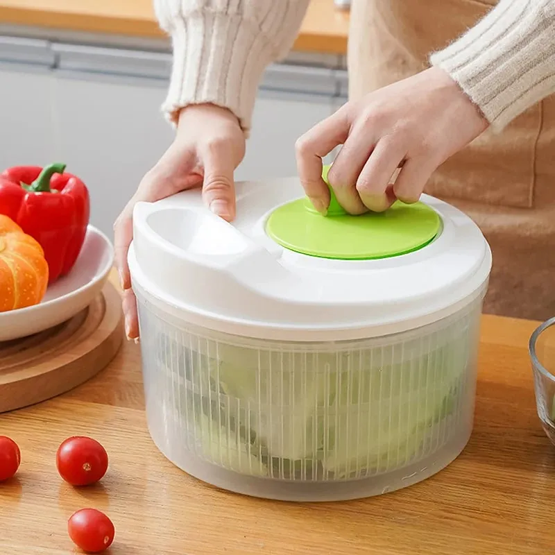Salad Spinner Dryer Gulay Prutas Pagkain Drain Basket Dehydrator Mabilis na Paghuhugas ng Pagpapatuyo Manual Centrifuge Kusina Kagamitan sa Bahay — image 4