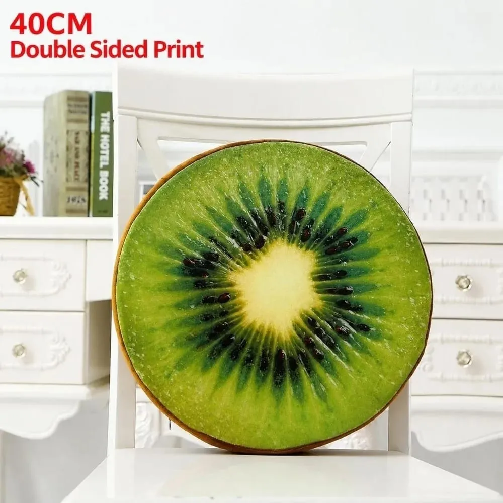 Cute Round Fruit Pillow Fruit Slice Print Plush Fabric Seat Cushion Stuffed Inner Simulation Plush Pillow Sofa Decor — image 15