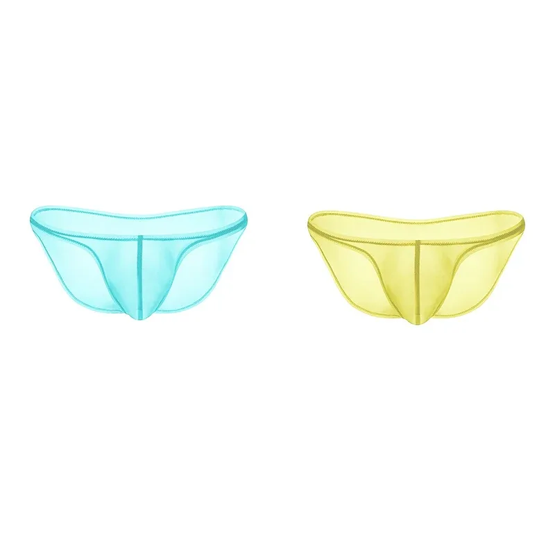 Men's Underwear Delicate Ice Silk Transparent Triangle Panties Personality Low Waist Briefs — image 23