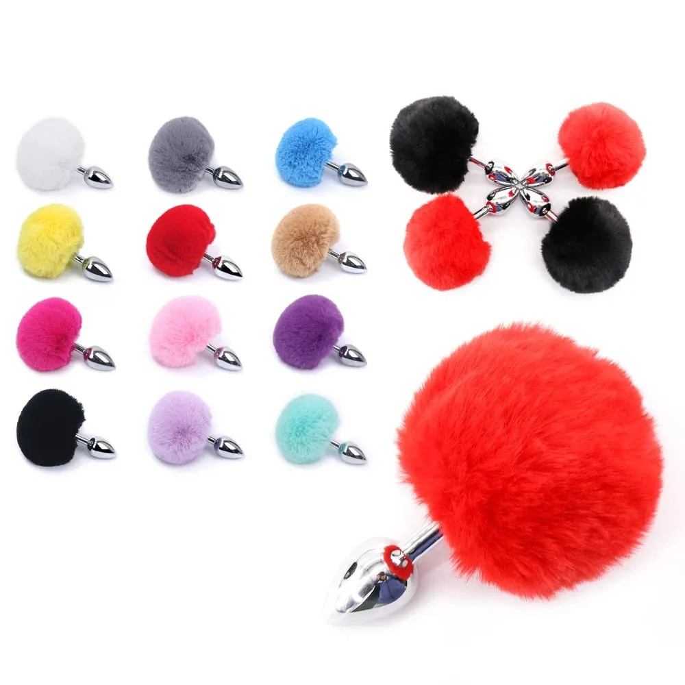 Metal Plush Rabbit Tail Anal Plugs Prostate Massager Butt Plug Rabbit Ear BDSM Cosplay Erotic Sex Toys for Women Adults Sex Game — image 6